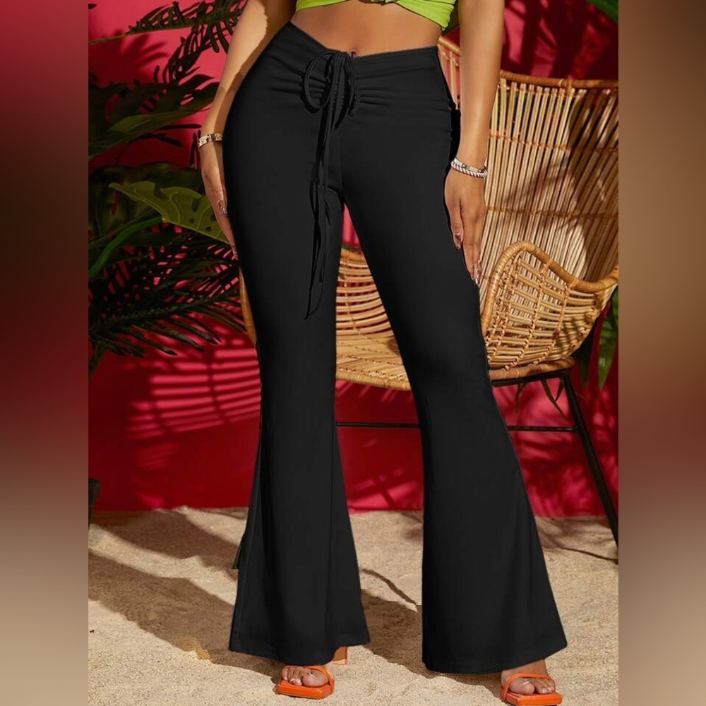 SHEIN SXY Drawstring Knot Front Flare Leg Pants xs